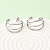 Triple C-Shaped 201 Stainless Steel Stud Earrings EJEW-Z151-09P-3