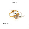 Stainless Steel Rhinestone Heart Cuff Rings for Women VM2670-1-2