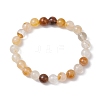 Round Natural Yellow Hematoid Quartz Beads Stretch Bracelets for Women BJEW-JB11400-2