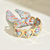 Floral Fabric Iron Cuff Bangles for Women FS-WG41D7B-02-1