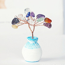 Resin Vase with Natural & Synthetic Chips Tree Ornaments BOHO-PW0001-086B-06
