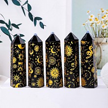 Natural Black Obsidian Pointed Prism Bar Home Display Decoration G-PW0007-116A-01