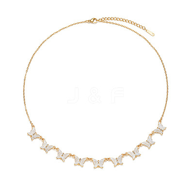 304 Stainless Steel Crystal Rhinestone Butterfly Multi-Pendant Necklaces for Women WG50282-01-1