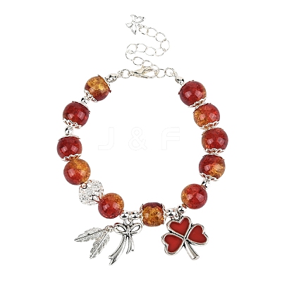 Alloy Enamel Clover & Leaf & Bowknot Charm Bracelets BJEW-YW00008-1
