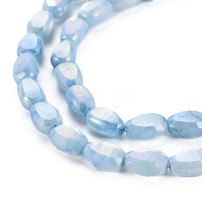 Opaque Baking Paint Crackle Glass Beads Strands EGLA-S174-21D-1