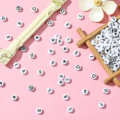 900Pcs 15 Styles White and Black Acrylic Beads SACR-YW0001-67-1