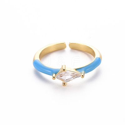 Brass Enamel Cuff Rings RJEW-T016-28F-NF-1