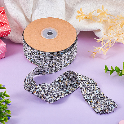 10 Yards Polyester Ribbon with Metallic Trimming OCOR-TAC0034-01-1