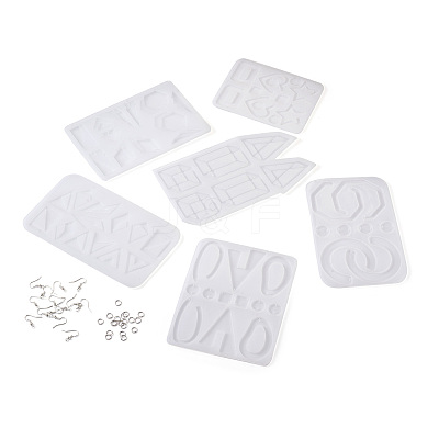 6Pcs DIY Geometry Earrings Silicone Resin Casting Molds DIY-CD0001-27-1