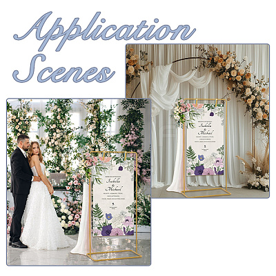 Adjustable Height Iron Wedding Sign Holder AJEW-WH0410-51G-1
