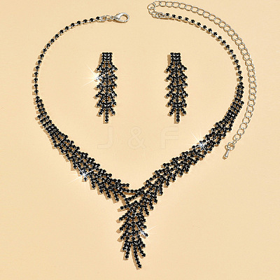 Snowflake Alloy Rhinestone Chain Necklaces & Stud Earrings Sets FS-WGB2E3F-02-1