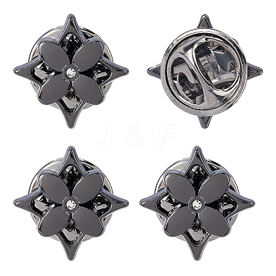 20Pcs Flower Alloy Rhinestone Lapel Pin Backs for Backpack Clothes JEWB-FH0002-72B-1
