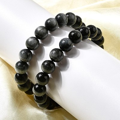 Grade AA Natural Eagle Eye Stone Round Beads Stretch Bracelets for Women BJEW-L712-B01-10mm-1