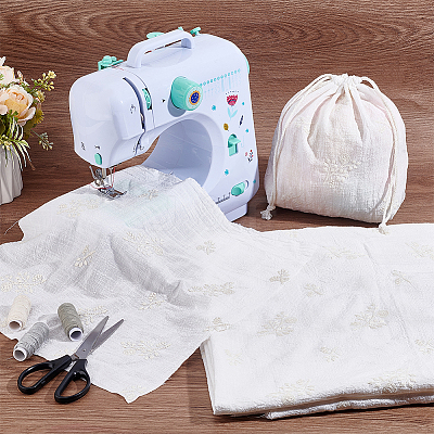 Flower Pattern Linen Cotton Fabric for Clothing Accessories DIY-WH0632-51-1