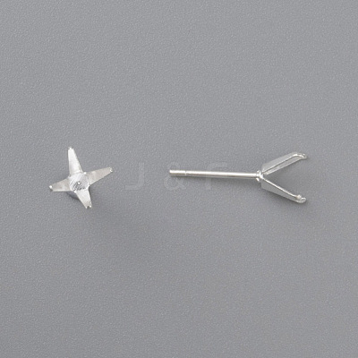 304 Stainless Steel Prong Earring Settings STAS-O098-06S-04-1