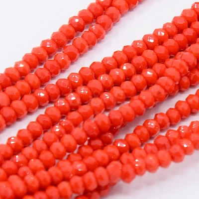 Opaque Solid Color Crystal Glass Faceted Rondelle Beads Strands GLAA-F025-A08-1