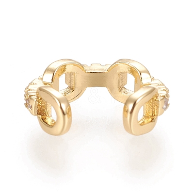 Brass Micro Pave Clear Cubic Zirconia Cuff Earrings EJEW-M195-01G-1