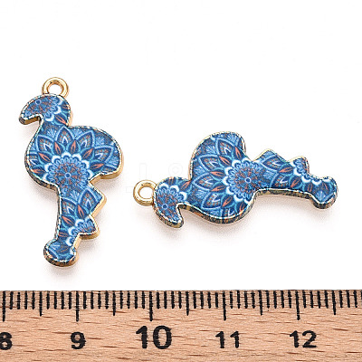 Printed Light Gold Tone Alloy Pendants ENAM-N056-210D-1