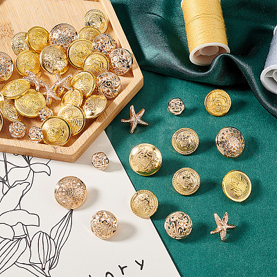 8 Styles Brass & Alloy Shank Buttons BUTT-PH0001-32B-1