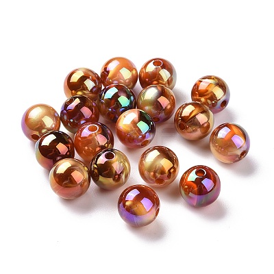 UV Plating Rainbow Iridescent Acrylic Beads PACR-H003-12-1