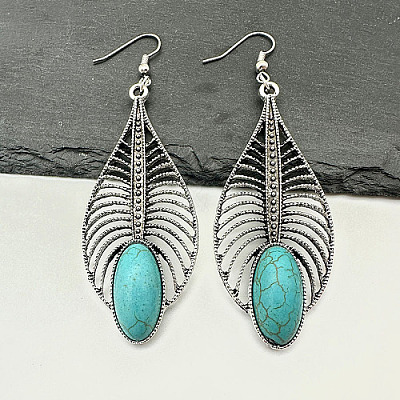Synthetic Turquoise Dangle Earrings RG8446-3-1
