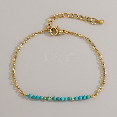 Natural Turquoise Beads Link Bracelets LS-AL8612-7-1