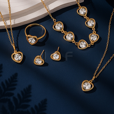 Glass Heart Jewelry Set SJEW-HY0001-13A-1