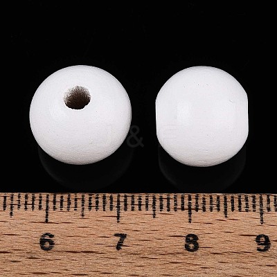 Spray Painted Round Natural Schima Wood Beads WOOD-A018-14mm-30-1