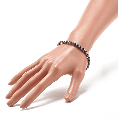 Synthetic Hematite Oval Beaded Stretch Bracelet X-BJEW-JB07897-03-1