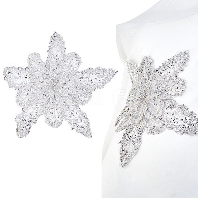 3D Flower Polyester Sequin Brooches for Backpack Clothes JEWB-WH0030-63A-1