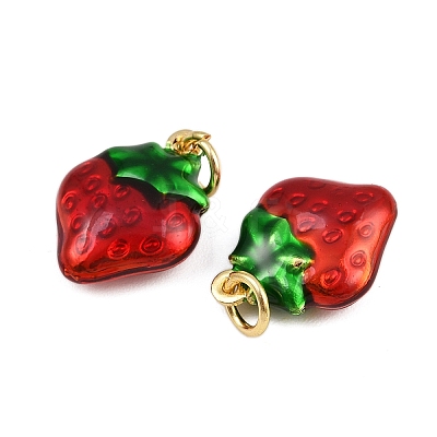 Brass Enamel Fruit Pendants KK-I377-04G-A03-1