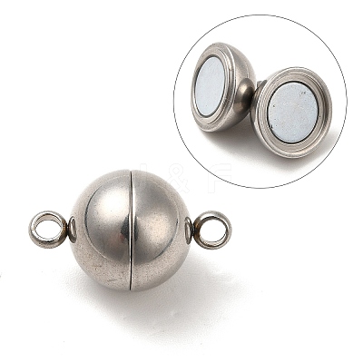 Tarnish Resistant 304 Stainless Steel Magnetic Clasps with Loops STAS-K006-12mm-04C-1
