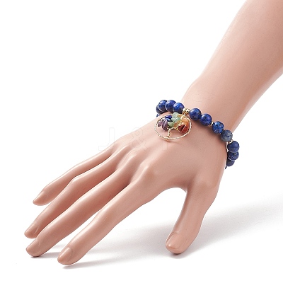 Natural Lapis Lazuli(Dyed) Stretch Bracelet BJEW-JB08748-02-1
