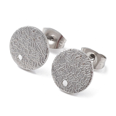 Non-Tarnish 201 Stainless Steel Flat Round Stud Earring Findings STAS-K259-18C-P-1