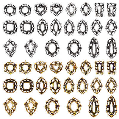 44Pcs 22 Styles Alloy Cabochons FIND-OC0004-12-1