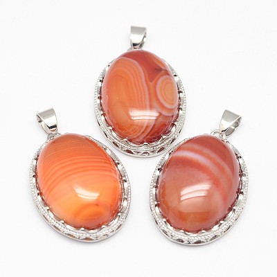 Natural Red Striped Agate/Banded Agate Pendants G-D851-38-1