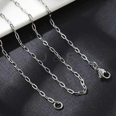 Non-Tarnish 304 Stainless Steel Paperclip Chain Necklace with Lobster Claw Clasps for Men Women X-NJEW-H205-03P-01-1