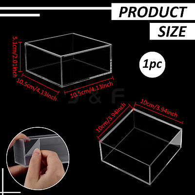 Square Transparent Acrylic Jewelry Packing Boxes with Lid CON-WH0085-169-1