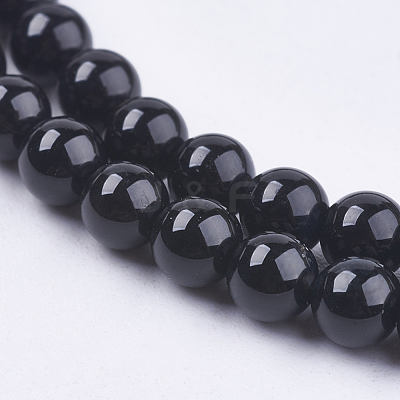 Natural Black Onyx Beads Strands X-G-H1567-4MM-1