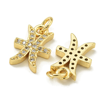 Rack Plating Brass Micro Pave Cubic Zirconia Pendants KK-K386-02K-G-1