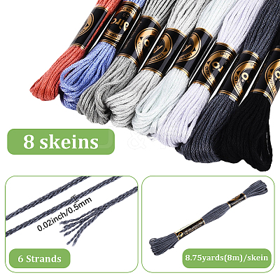 8 Skeins 8 Colors Polyester Sewing Thread OCOR-WH20074-09G-1