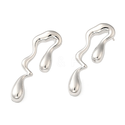 Rack Plating Brass Melting Teardro Dangle Stud Earrings for Women EJEW-Z019-01P-1