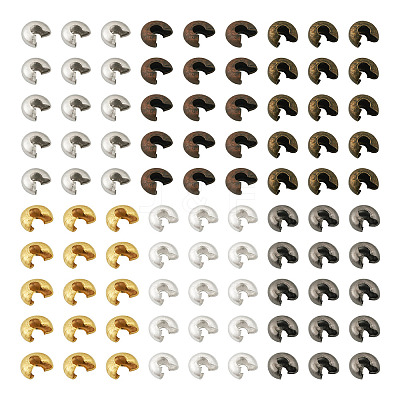 480Pcs 6 Colors Iron Crimp Beads Covers IFIN-PJ0001-01-1
