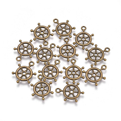 Tibetan Style Alloy Helm Pendants TIBEP-S257-AB-FF-1
