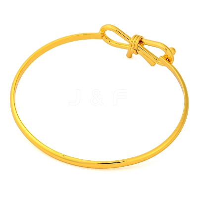 Bowknot Brass Plain Bangles for Women BJEW-F477-06G-1