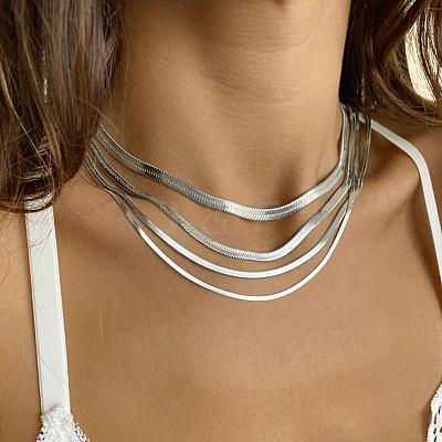 304 Stainless Steel Snake Chain Necklaces for Women WG80FEF-21-1