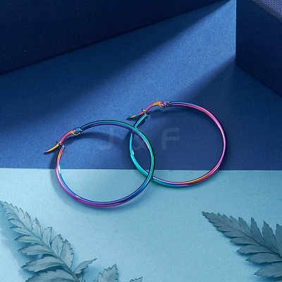 304 Stainless Steel Big Hoop Earrings EJEW-F105-07M-1