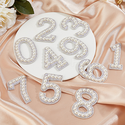Adhesive Bandage Embroidery Cloth with Resin Imitation Pearl Iron On/Sew On Patches DIY-WH0589-68-1