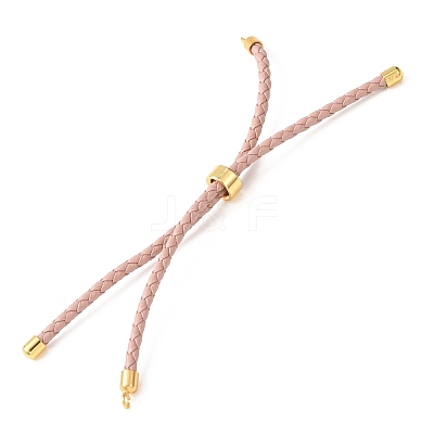 Adjustable Round Braided Microfiber Leather Cord Bracelet Making KK-CBAC260-01G-1