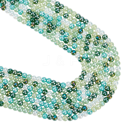 8 Strands Transperant Electroplate Glass Beads Strands GLAA-BBC0001-04E-1